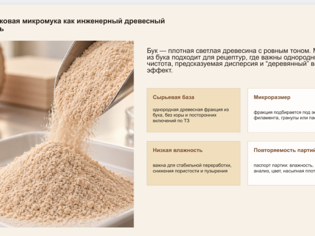 Буковая мука для компаундов и материалов для 3D-печати